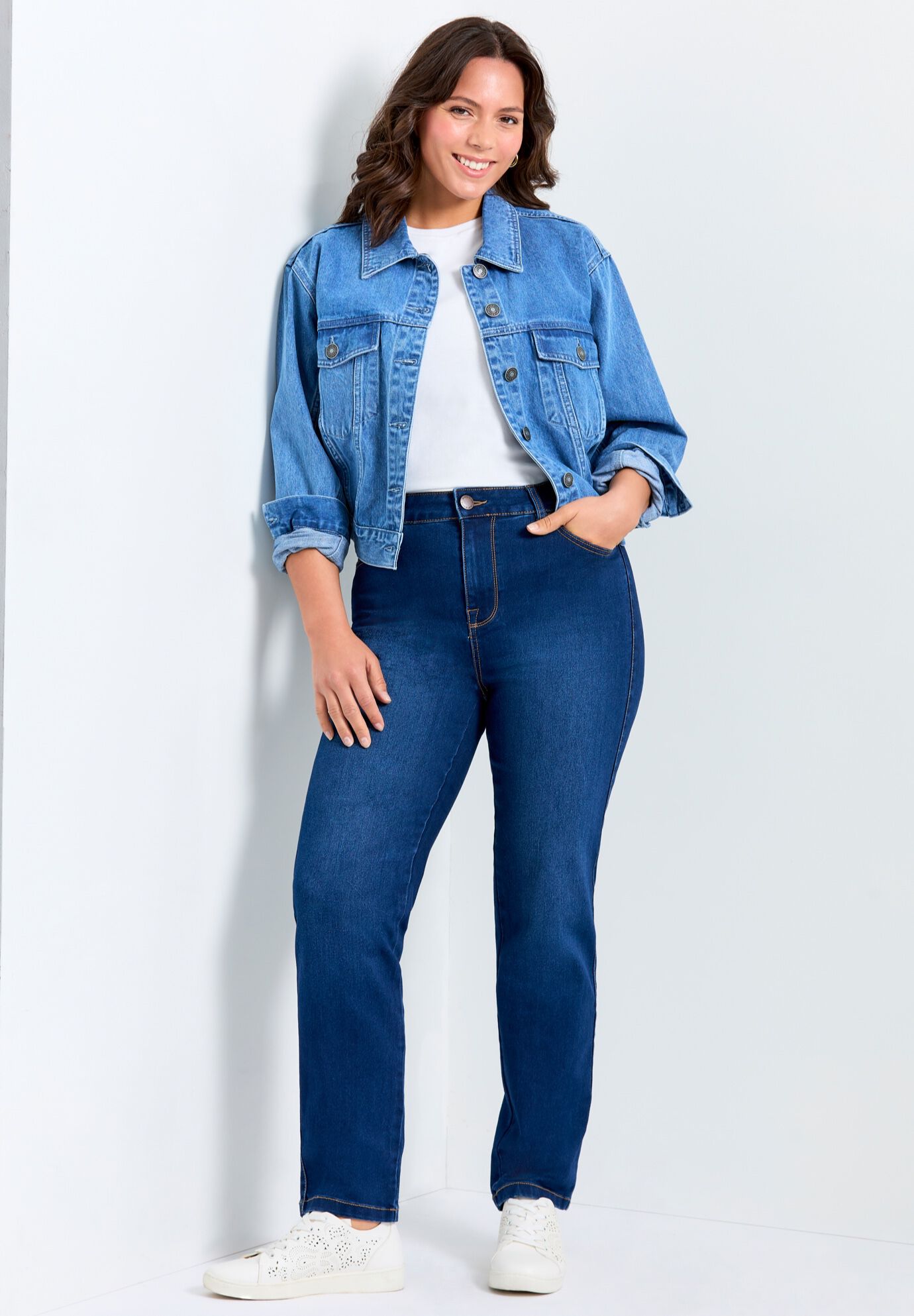 Butter Denim Straight Leg Jean, MID WASH, alternate image number 3