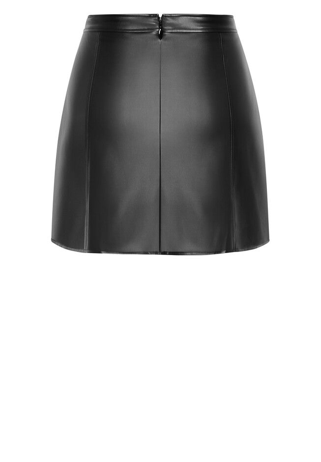 Lanie Faux Leather Skirt - black, BLACK, alternate image number 4
