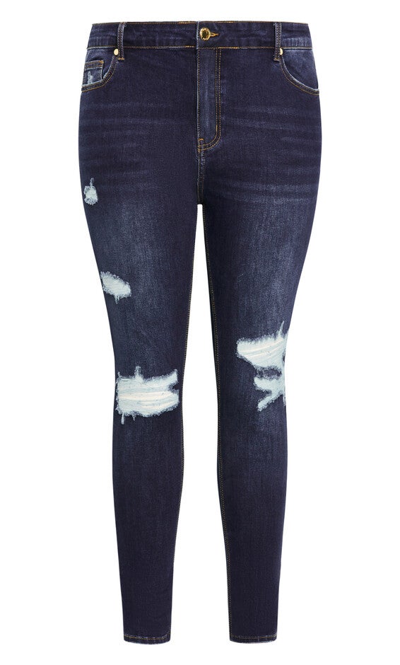 Asha Jojo Distressed Detail Crop Jean - dark denim, DARK, alternate image number 3