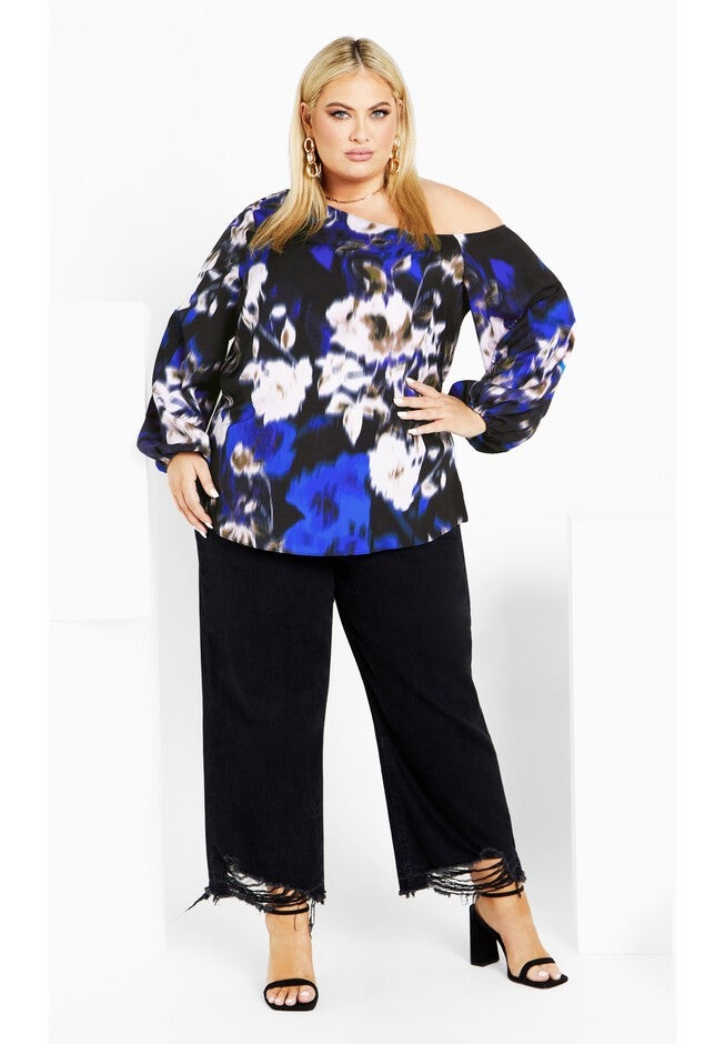 Twyla Print Top - blue, BLUE, on-hover image number null