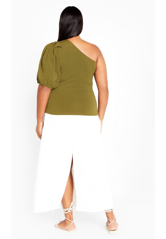 Muse One Shoulder Top - dark olive, GREEN, on-hover image number null