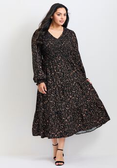 Indi Puff Sleeve Shirred Dress