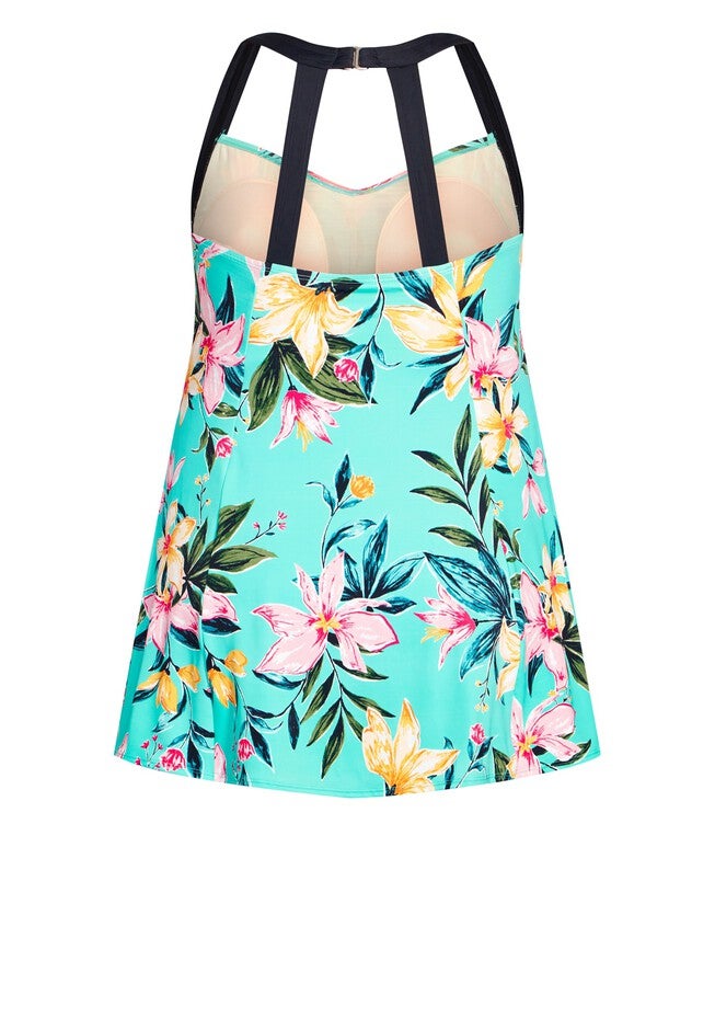 Hi Back Print Swim Dress, SANTIAGO, alternate image number null