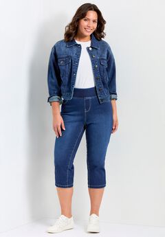Plus Size Blue Pull On Jeans