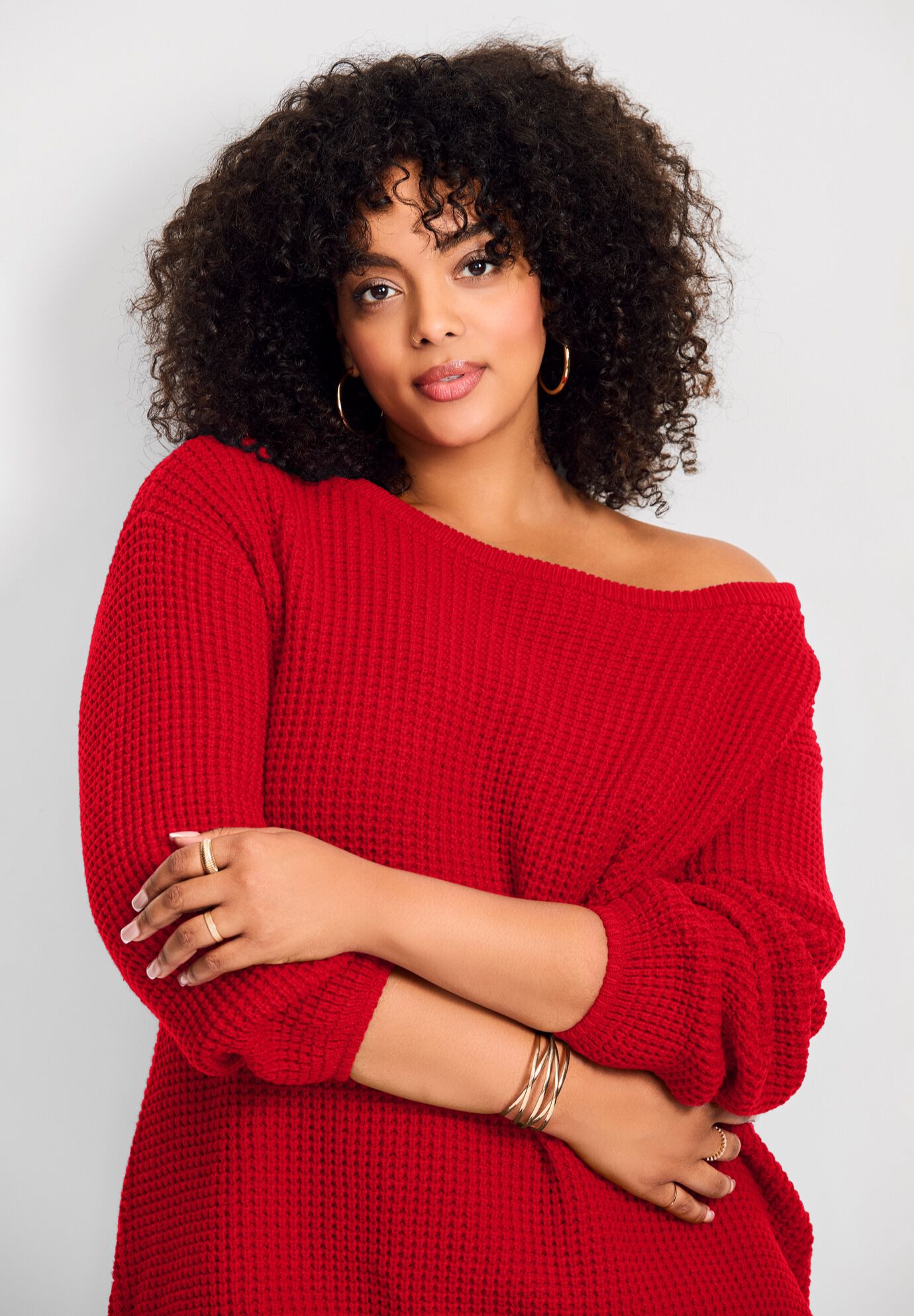 Waffle Stitch Pullover Sweater, VIBRANT RED, alternate image number 4