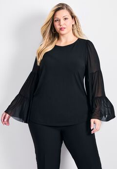Mylo Mesh Bell Sleeve Top