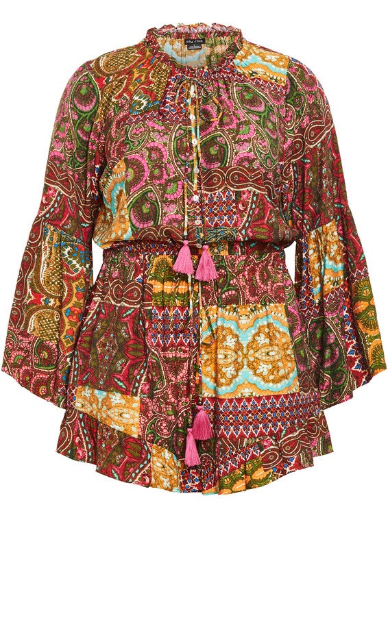 Erica Print Playsuit - kaleidoscope, KALEIDOSCOPE, alternate image number 3