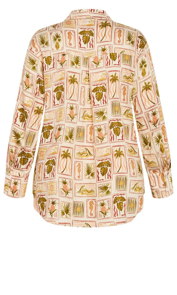 Bella Print Shirt - print, PINK, alternate image number 5