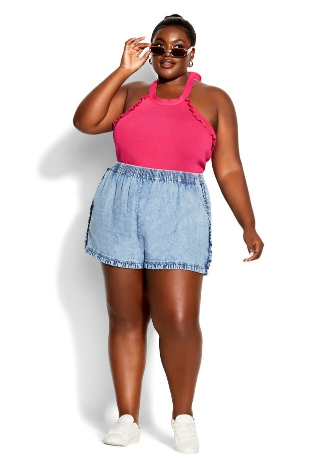 Ruffled Top - bright pink, PINK, on-hover image number null