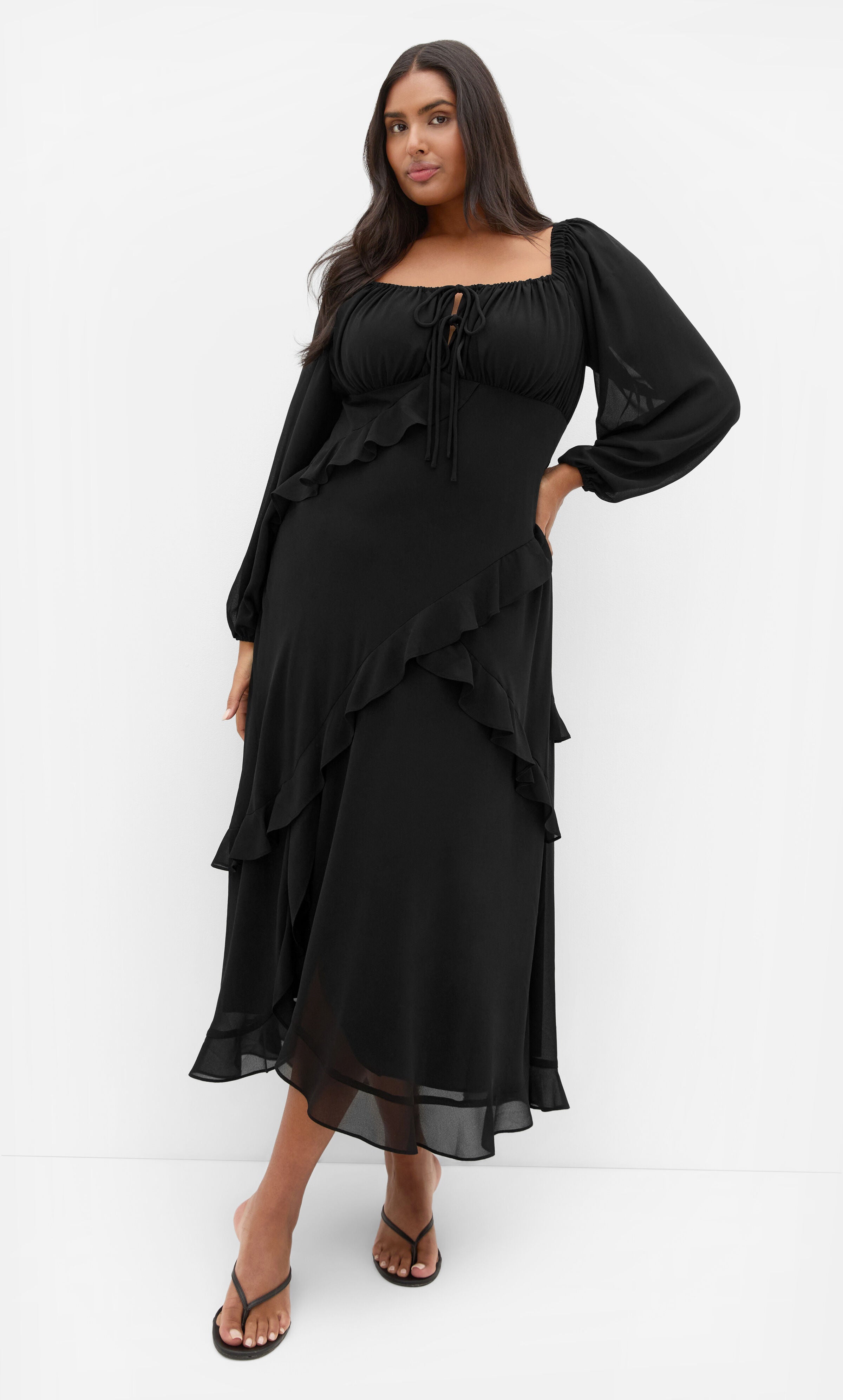 Shayla Long Sleeve Maxi Dress, BLACK, hi-res image number 0