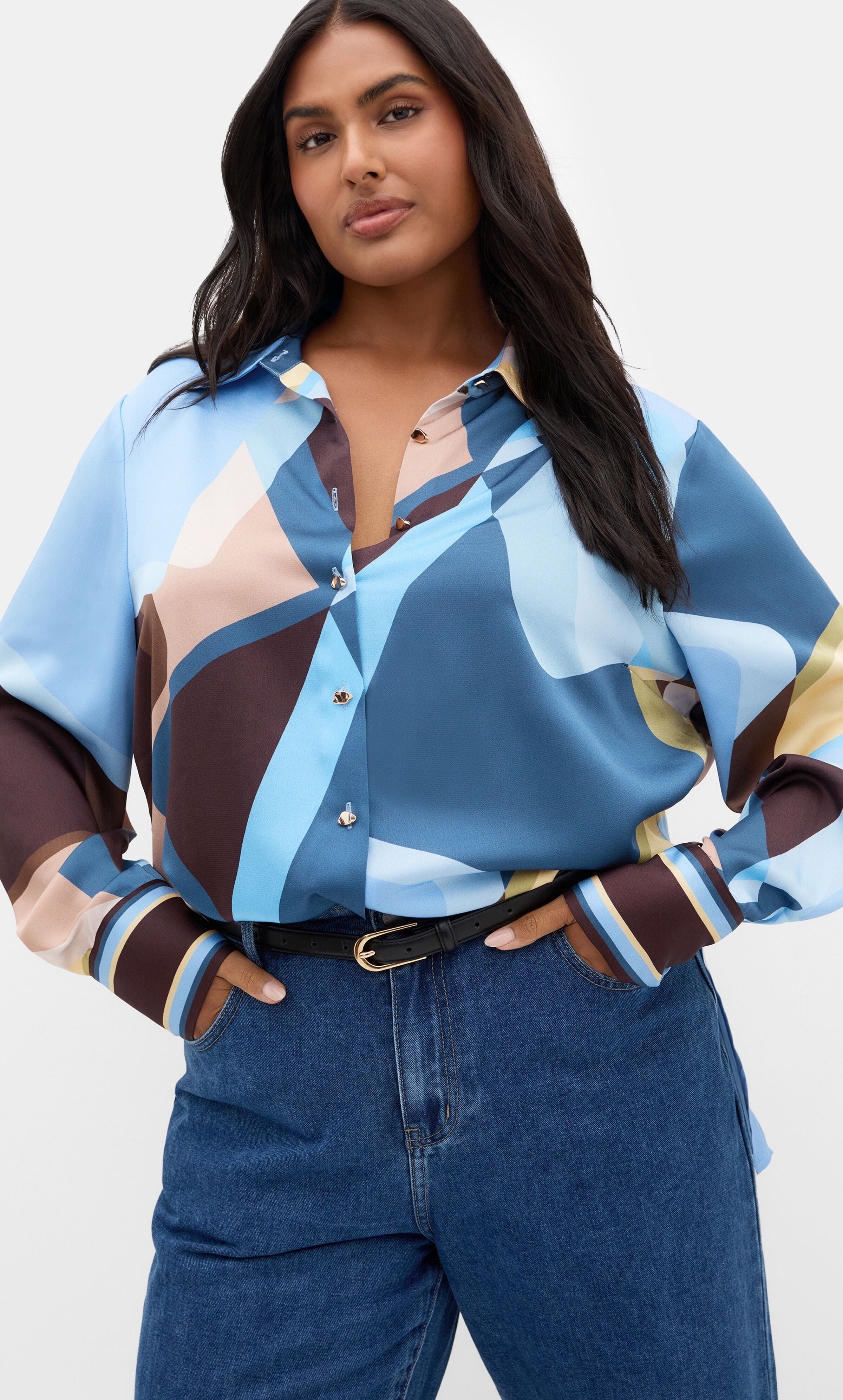 Amaya Abstract Print Shirt, BLUE, hi-res image number 0