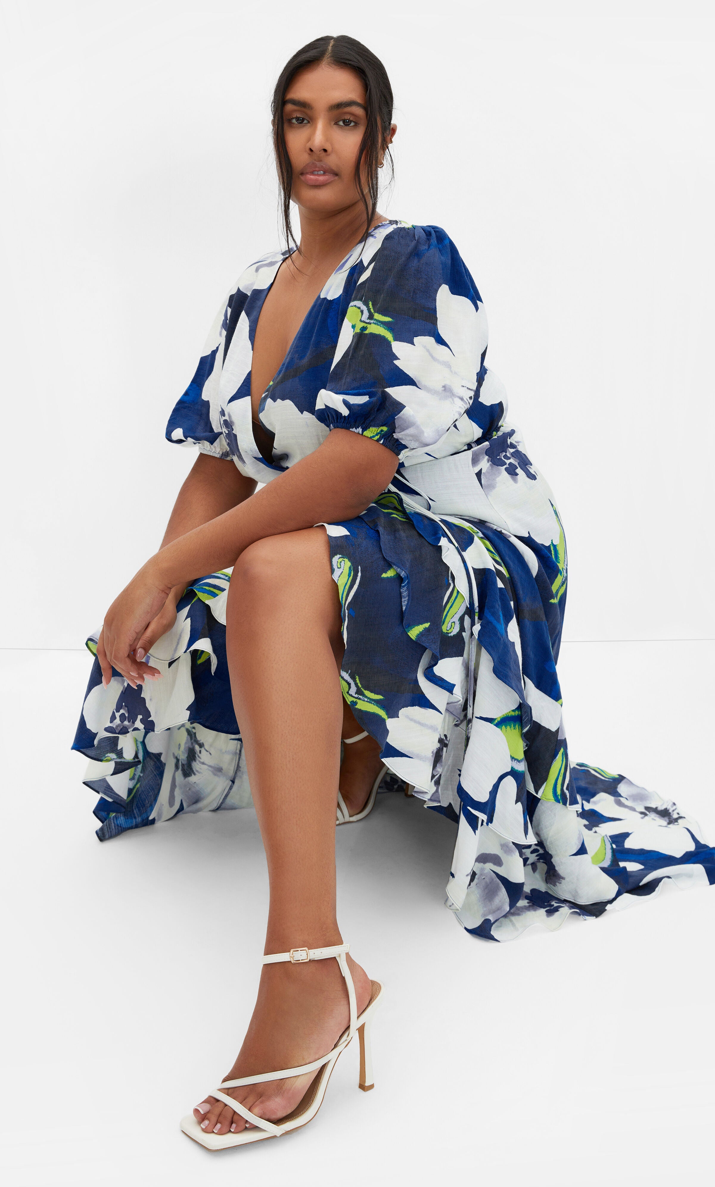 Bea Floral Dress - cerulean, BLUE, alternate image number 1