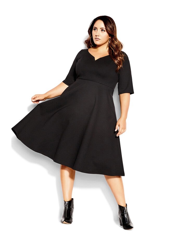 Cute Girl Elbow Sleeve Dress - black, BLACK, on-hover image number null