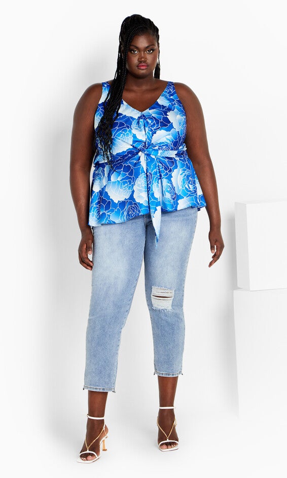 Serena Print Top - soft blue, BLUE, alternate image number null