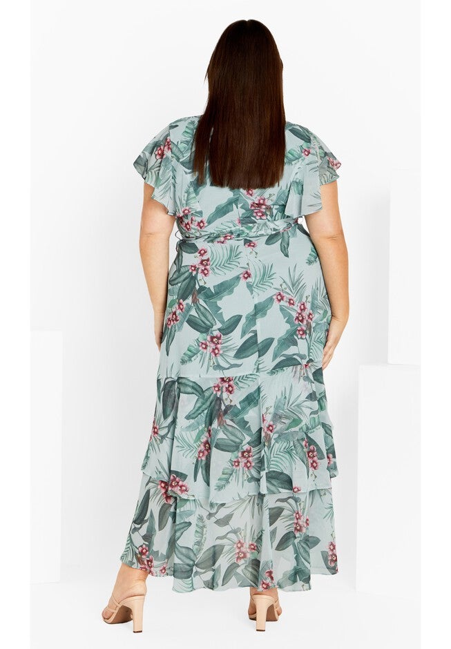 Flirty Tier Print Maxi Dress - seafoam, GREEN, alternate image number null