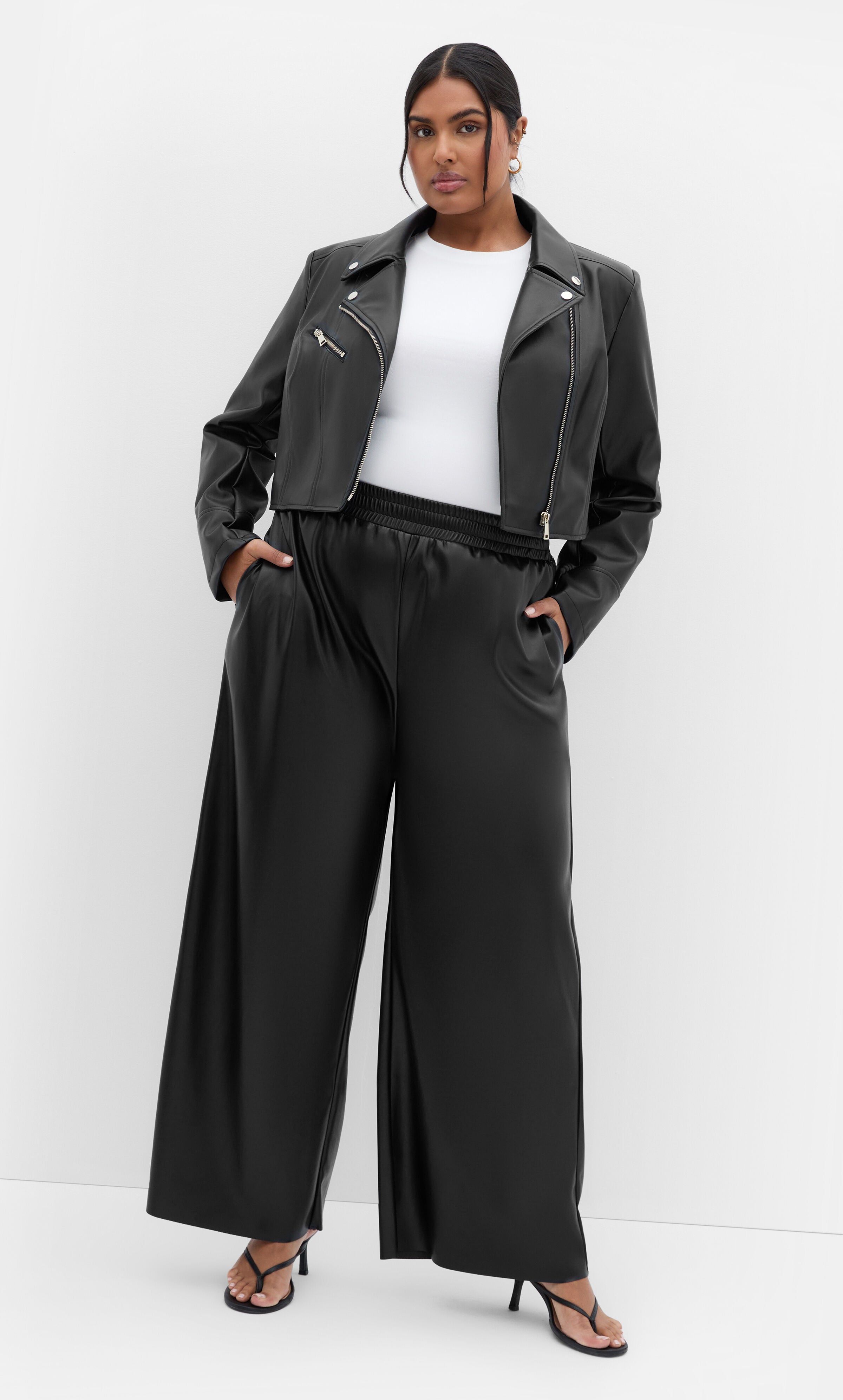 Amira Faux Leather Jacket - black, BLACK, alternate image number 1