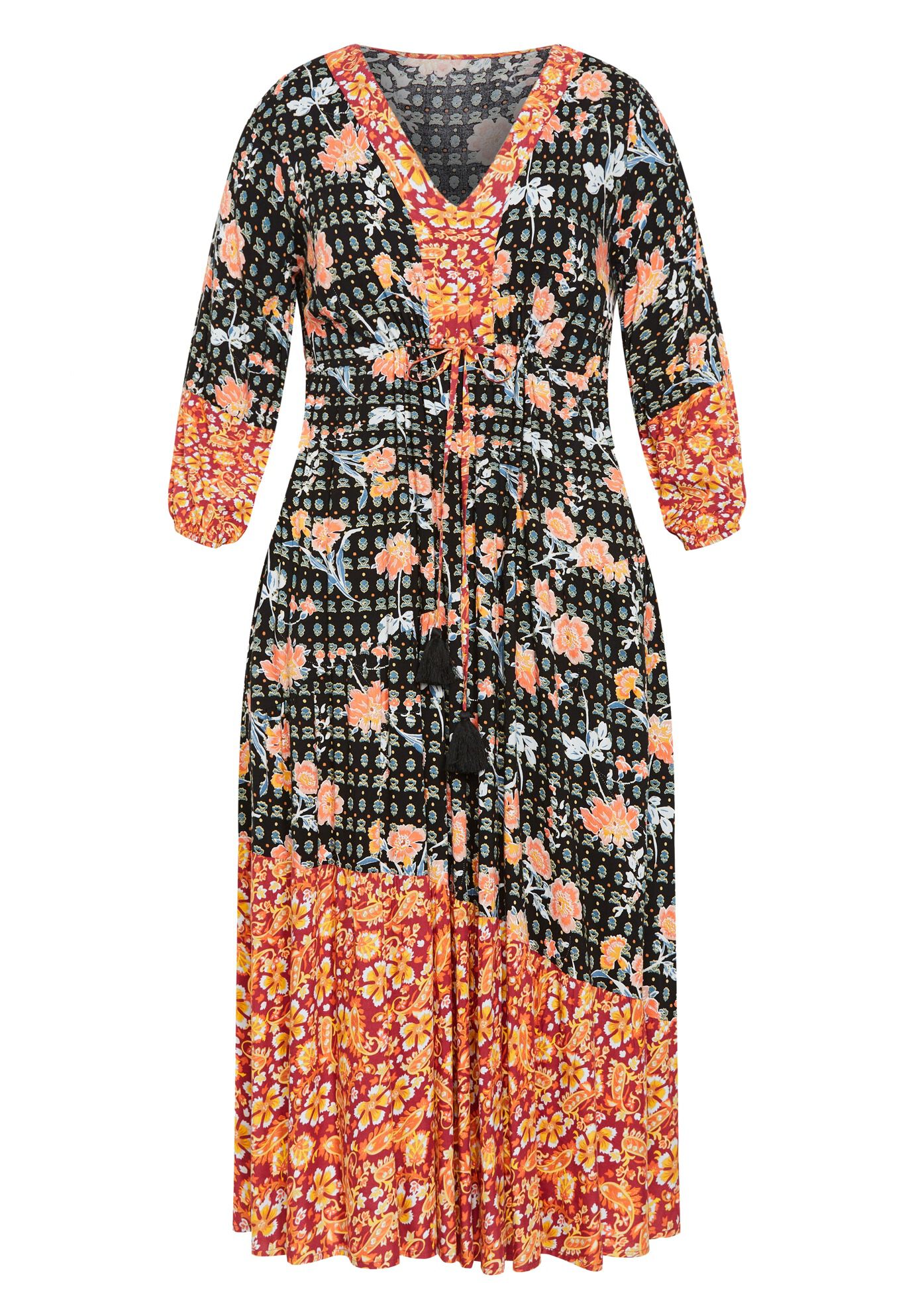 Cynthia Spliced Maxi Dress, BLACK COMBO, alternate image number 3