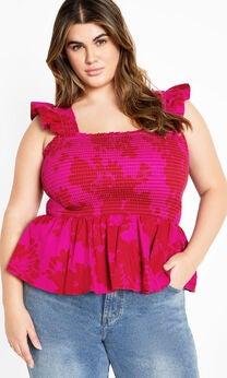 Marli Print Top - magenta