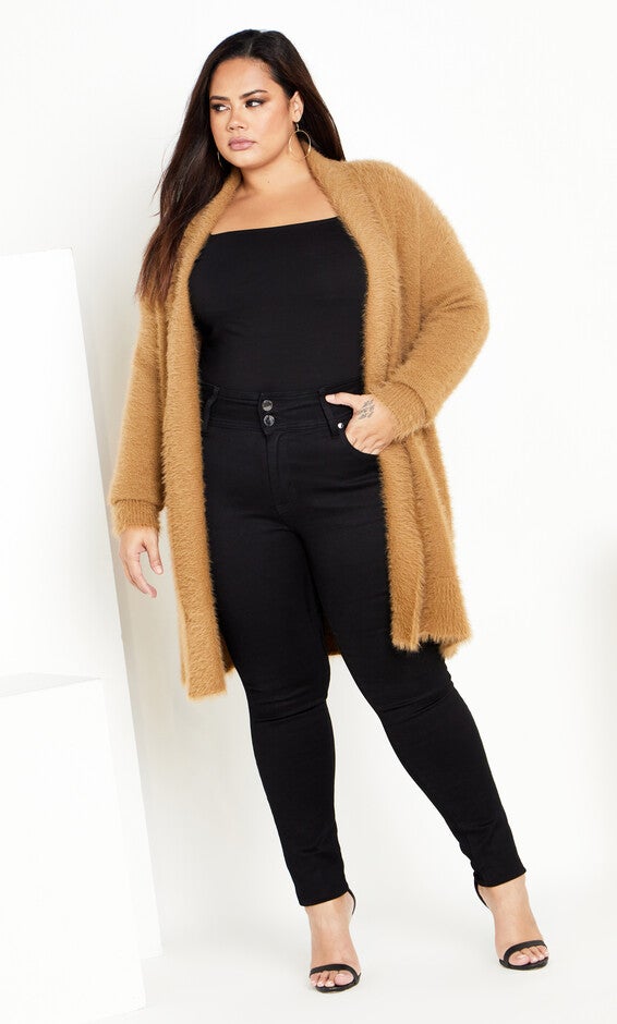 Fluffy Cardigan - caramel, BROWN, alternate image number null