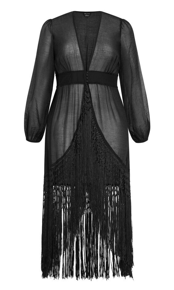 Calypso Fringe Jacket - black, BLACK, alternate image number null