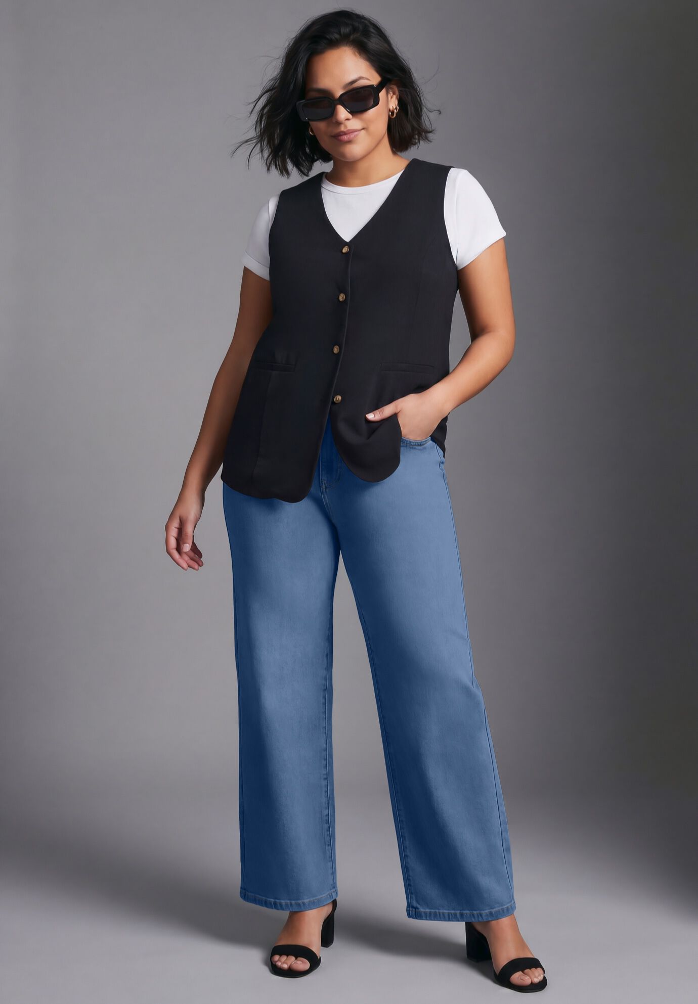 Butter Denim Wide Leg Jean, MEDIUM WASH, alternate image number 2