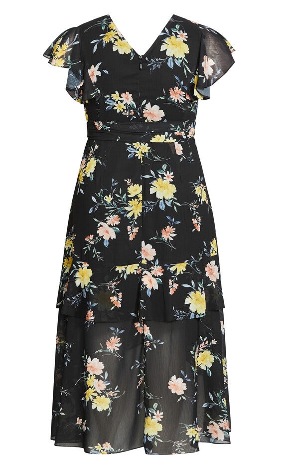 Flirty Tier Print Maxi Dress - black, GREY, alternate image number null
