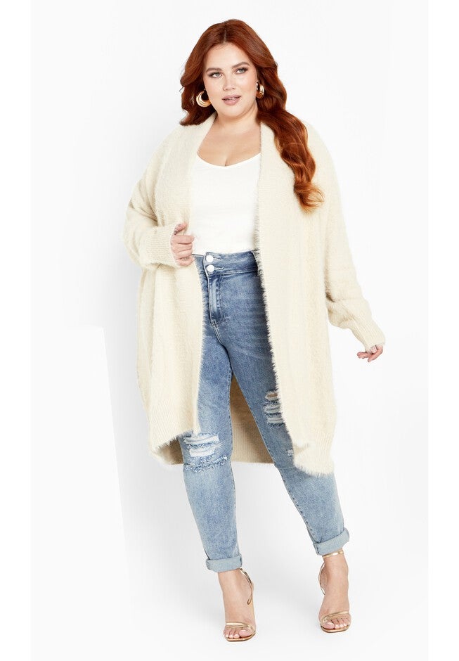 Fluffy Cardigan - Cream, BEIGE, on-hover image number null