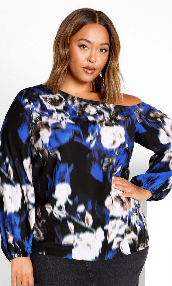 Twyla Print Top - blue, BLUE, hi-res image number null