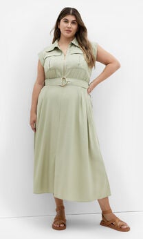 Utility Midi Dress - sage