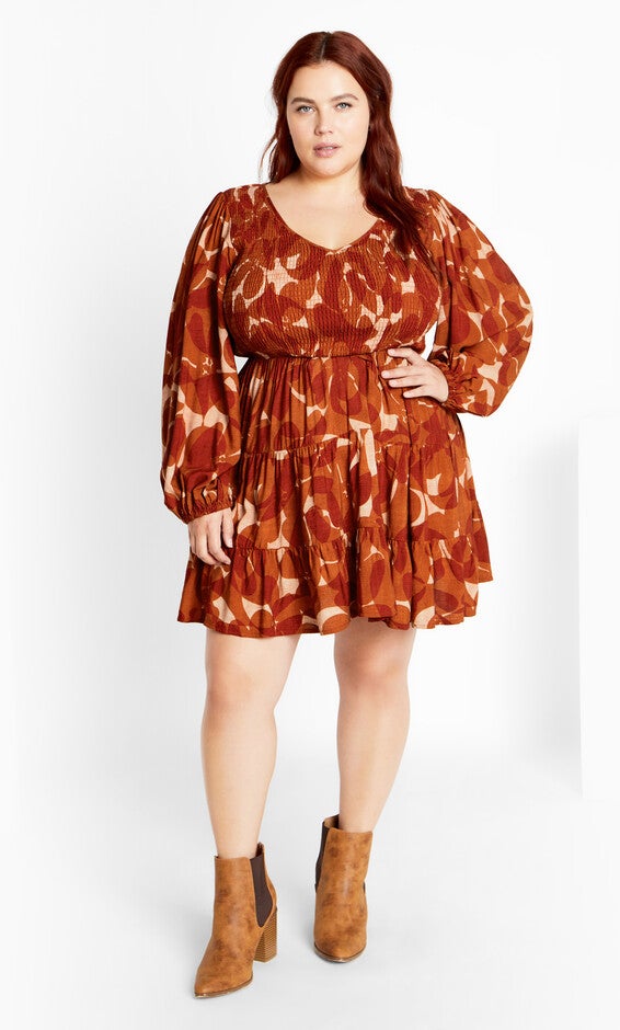 Jemma Mini Print Dress - amber multi, AMBER, alternate image number 2