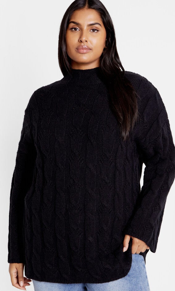 Iris Cable Sweater - black, BLACK, hi-res image number null