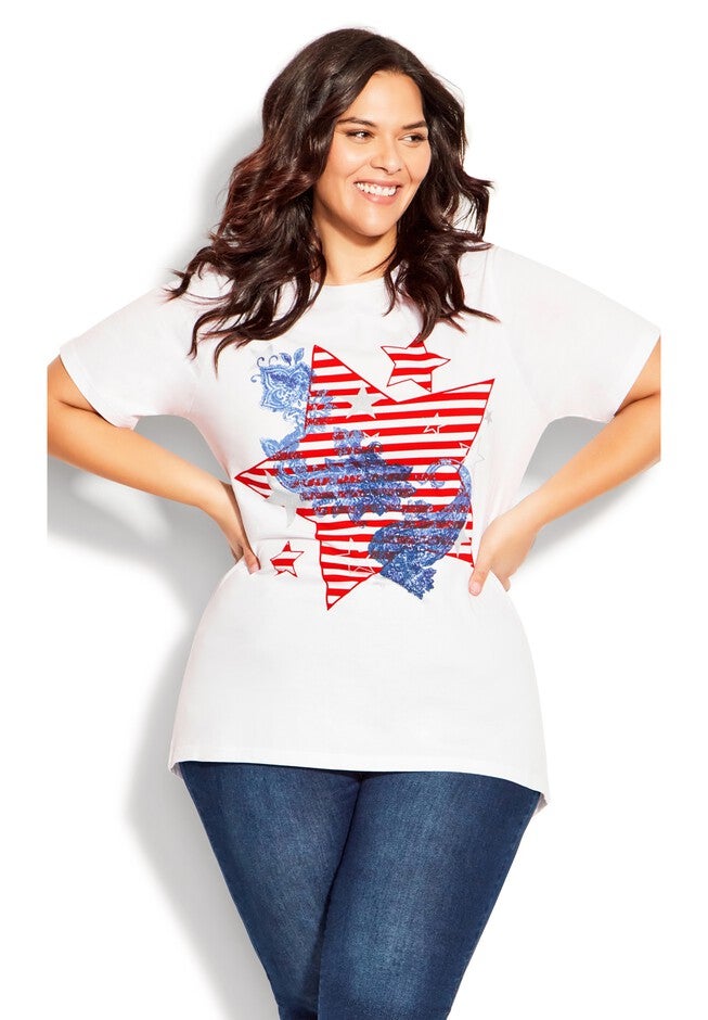 Graphic Print Top, RED WHITE AMERICA, hi-res image number 0