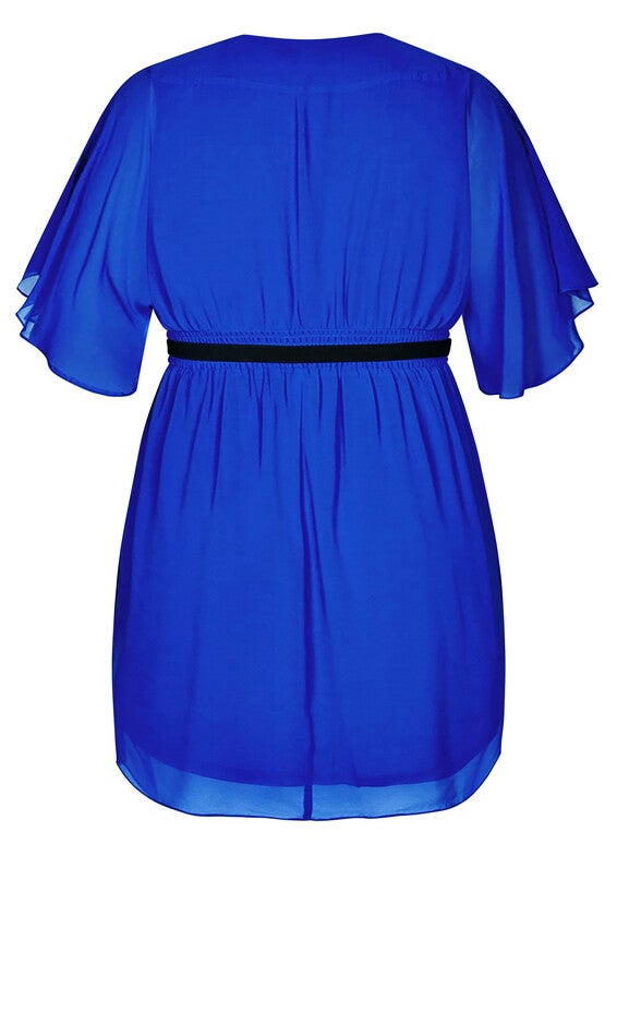 Draped Faux Wrap Dress - ultra blue, BLUE, alternate image number null