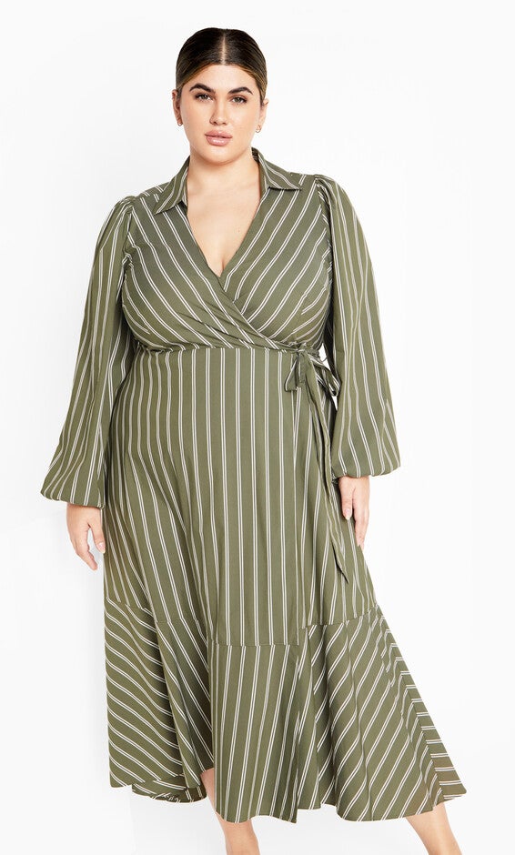 Selena Wrap Dress - olive, GREEN, alternate image number 1