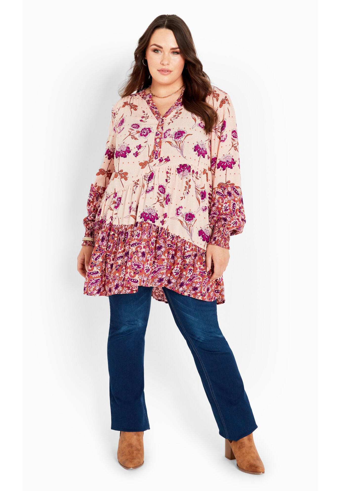 Cynthia Splice Empire Waist Tunic, SHERBET COMBO, alternate image number 4