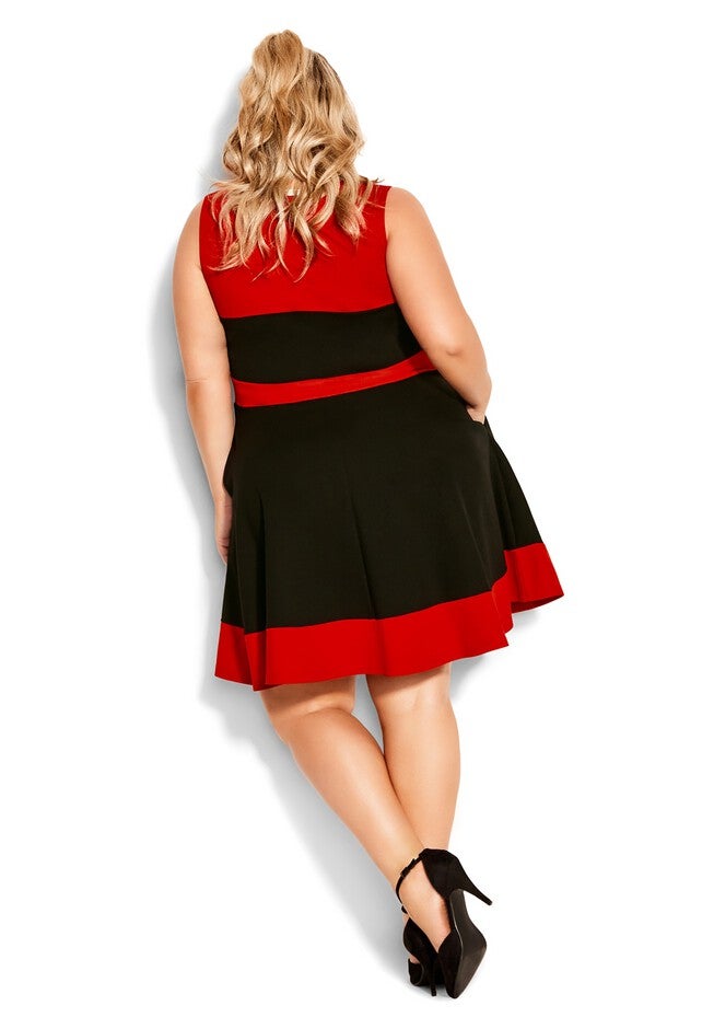 Retro Splice Dress - red, BLACK, alternate image number null