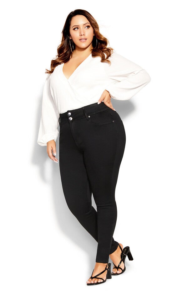 Harley Short Skinny Jean - black, BLACK, hi-res image number 0
