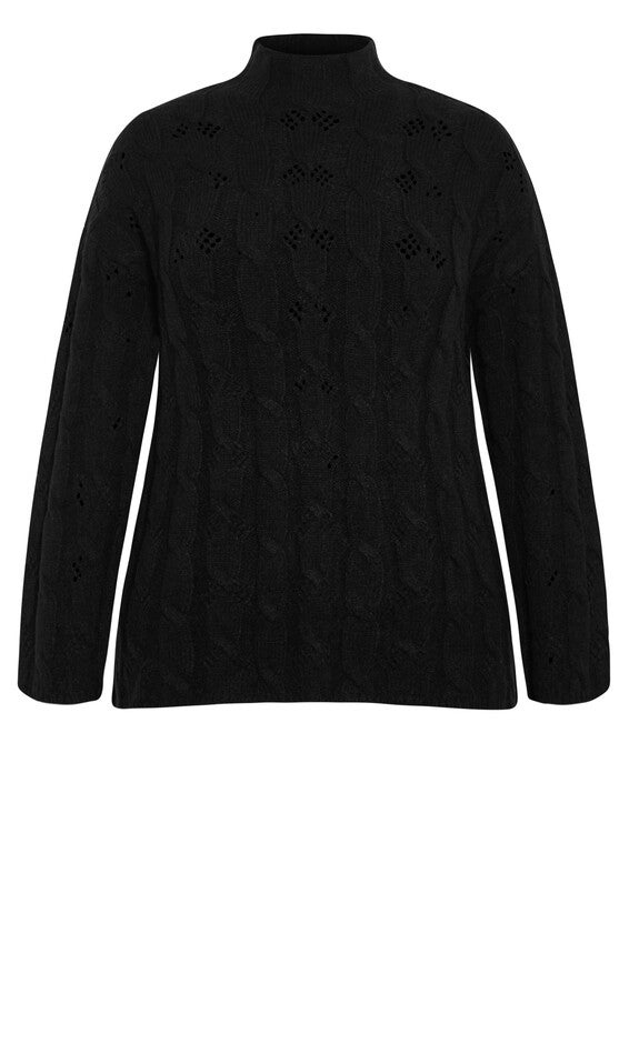 Iris Cable Sweater - black, BLACK, alternate image number null