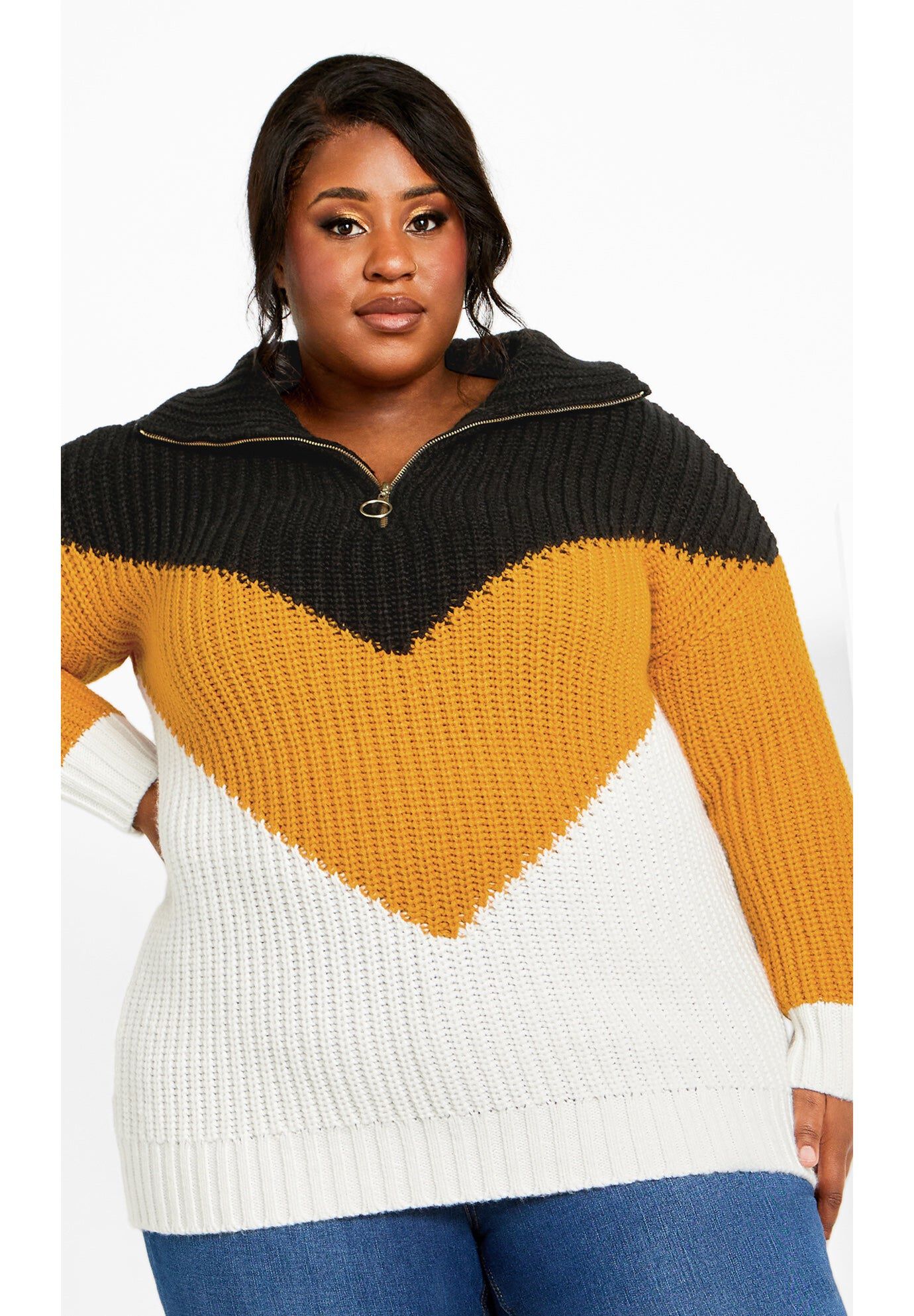 Colour Trio Sweater, BLACK, hi-res image number 0