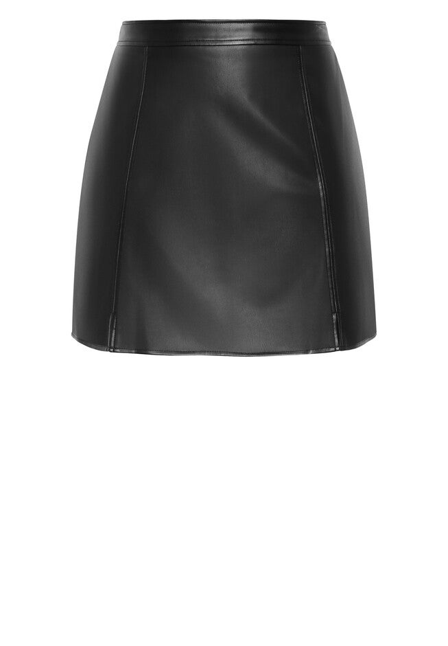 Lanie Faux Leather Skirt - black, BLACK, alternate image number 3