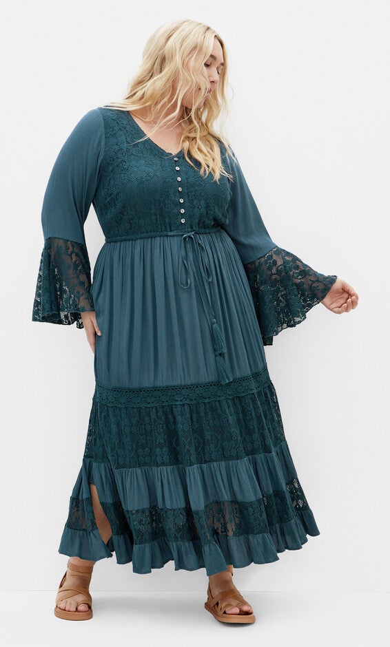 Tisha Lace Maxi Dress - aegean, BLUE, alternate image number 2