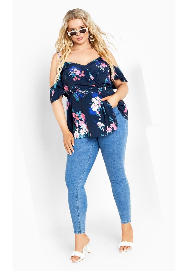 Kallie Print Top - navy, BLUE, on-hover image number null