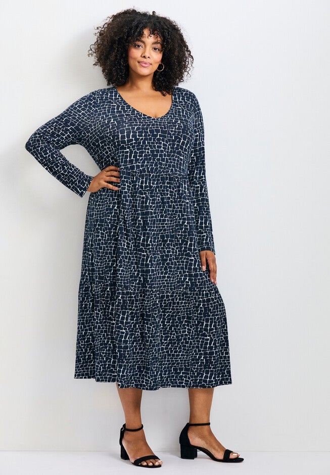 Nylah Tiered Knit Dress, INK SHADOW, alternate image number 1