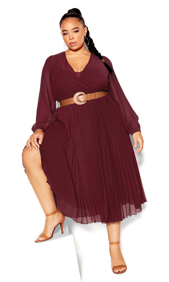 Precious Pleat Dress - oxblood, RED, alternate image number null