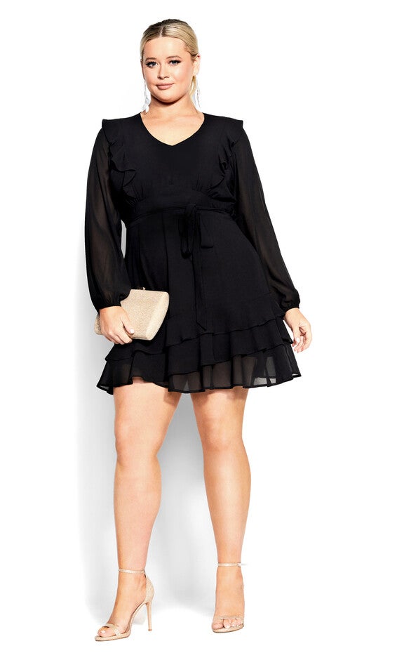 Pretty Ruffle Dress - black, BLACK, hi-res image number null