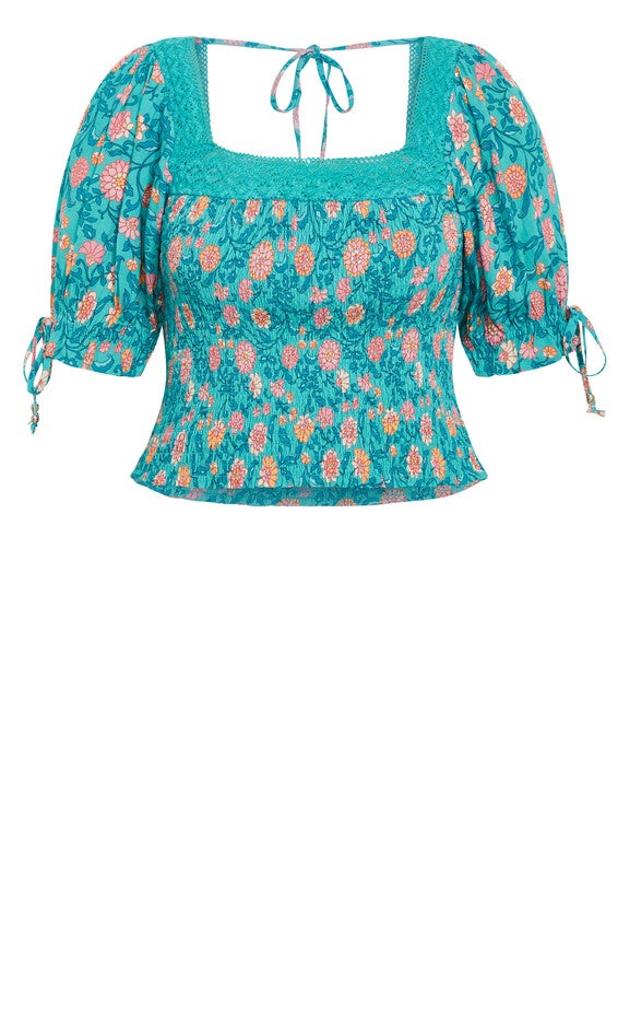 Aurora Print Top - turquoise, BLUE, alternate image number 4