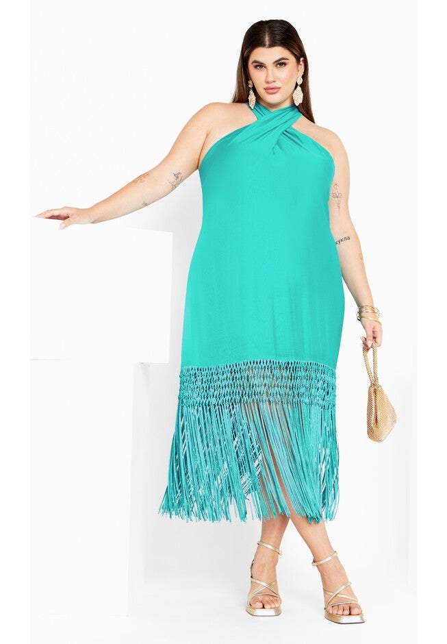 Calypso Fringe Dress - lagoon, BLUE, hi-res image number null