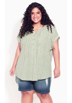 Button Pleat Print Top