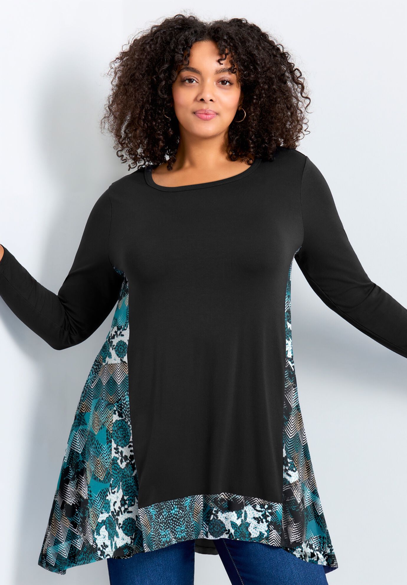 Elsa Tunic, BLACK TEAL PATCH, hi-res image number 0