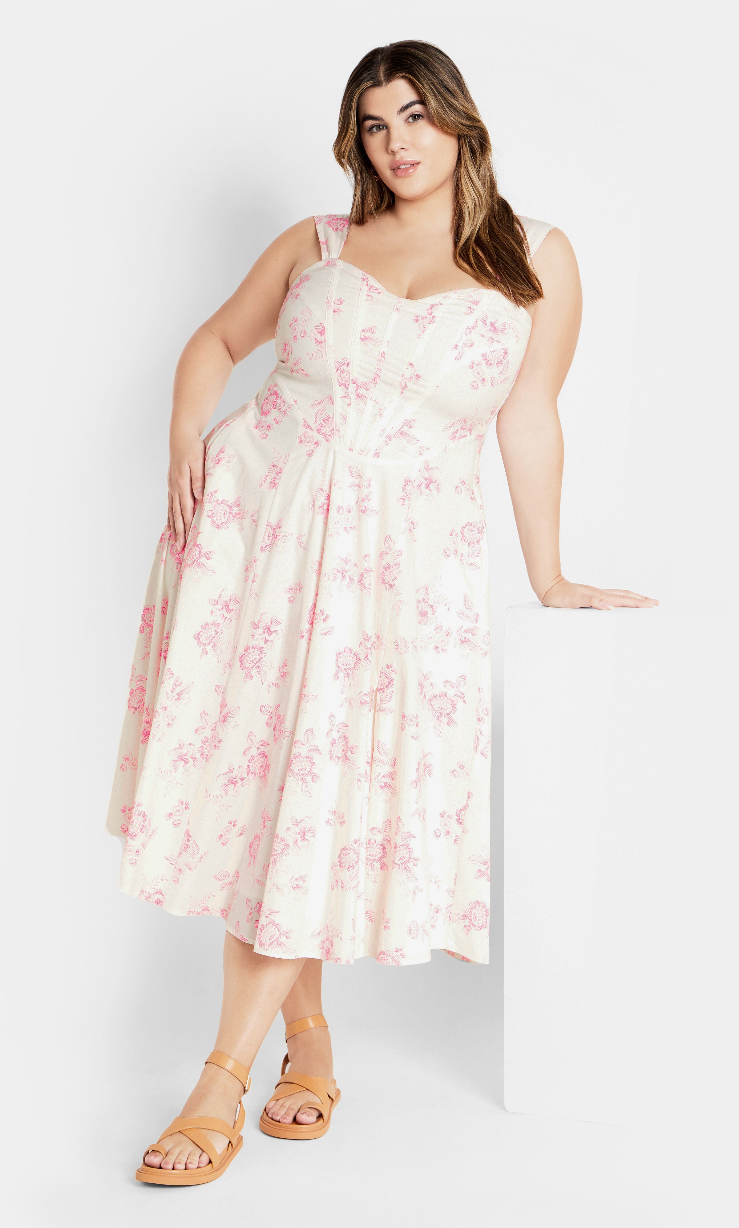 Marylou Print Dress - pink, WHITE, hi-res image number 0